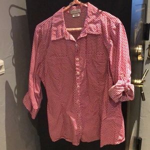 Worn Once lovely pink polka dot blouse.